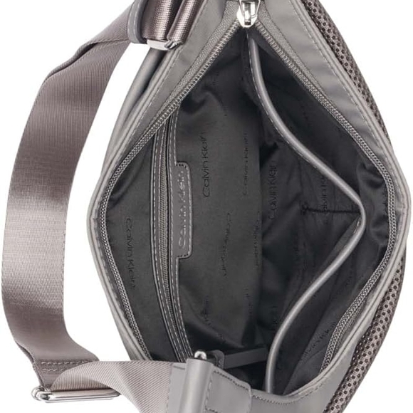 Calvin Klein womens Silver Jessie Top Zip Organizational Crossbody Bag - Picture 8 of 8